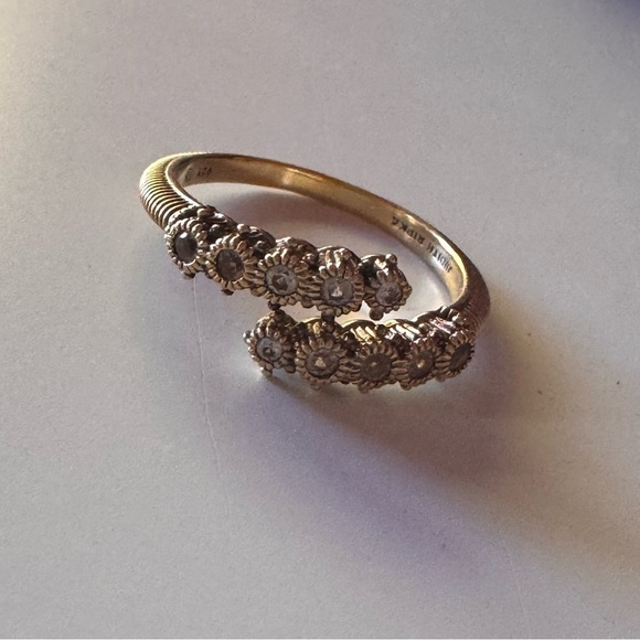 Judith Ripka 14K Gold & Diamond Gemstone bypass ring signed stamped - Picture 2 of 10